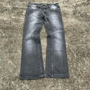 Southpole Flared Jeans Size 30x27 Black Embroidered Streetwear Denim